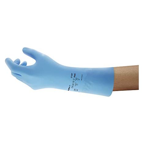 Ansell AlphaTec 37-007 Guanti da Lavoro in Nitrile, Protezione Contro le Sostanze Chimiche, Protezione Meccanica, Industriali DPI, Guanti Riutilizzabili, Blu, Taglia S (1 paio) (1/4)