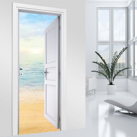 Stickers pour porte - Plage - 63 x 205 cm - Adhésif MAT (1/2)