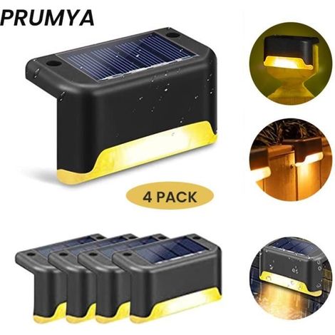 (Schwarz) Solar-Außenleuchte für Zäune, Treppen und Terrassen – Schwarz – 4er-Pack (1/4)