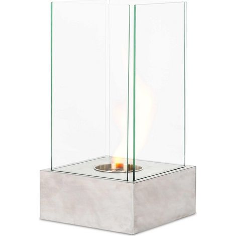 Biocamino de diseño de suelo de bioetanol gris cromo 25 x 25 x h 65 cm (1/3)