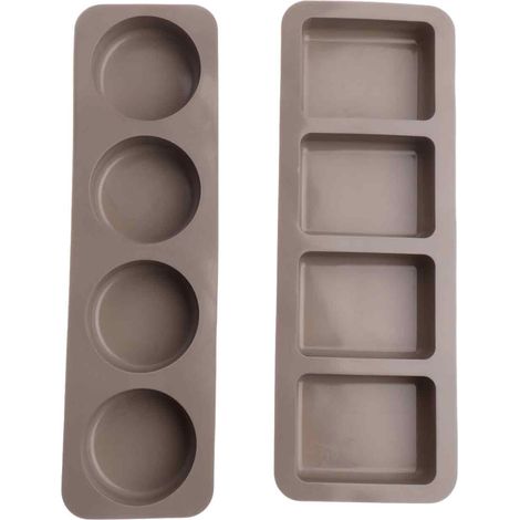 2 Pièces Moule à savon, Silicone antiadhésif, 4 cavités rondes et carrées, pour fabrication de savon, gâteau, chocolat(Troisième trimestre : septembre) (1/5)