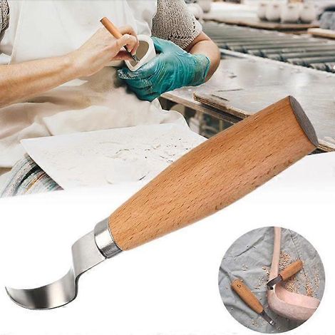 1 outil de sculpture à crochet DIY, cuillère ergonomique pour le travail du bois en acier inoxydable ( ) (1/4)