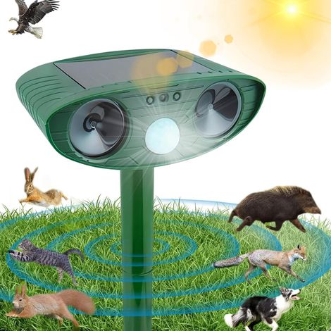 Solarbetriebenes Katzenabwehrgerät für den Außenbereich, Ultraschall-Katzenabwehrgerät, Ultraschall-Abwehrgerät mit Bewegungsmelder für Katzen, Vögel, Füchse, Waschbären und Kaninchen (1/5)