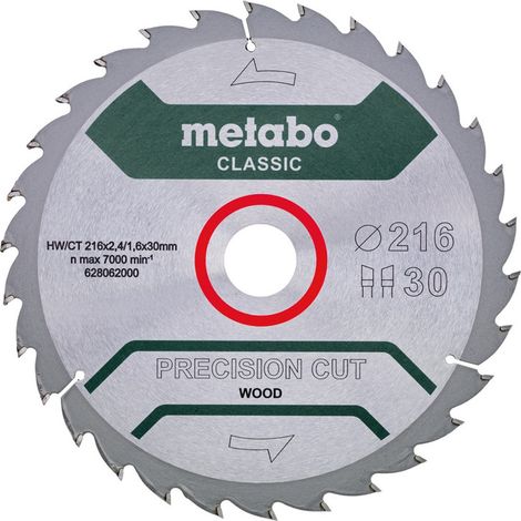 Metabo Sägeblatt precision cut wood - classic, 216x30, Z30 WZ 22°