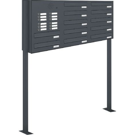 12er Briefkastenanlage Standsystem Durchwurf - Klingel RAL 7016 Anthrazit (1/5)