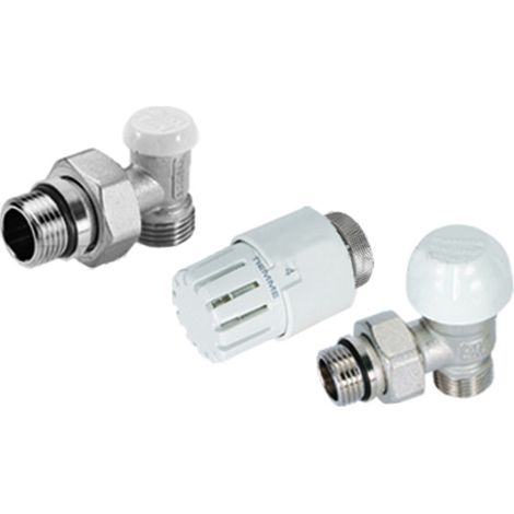 KIT 3 PEZZI VALVOLA/DETENTORE E TESTA TERMOSTATICA 3/8G - 1/2X16   TIEMME RACCORDERIE SPA