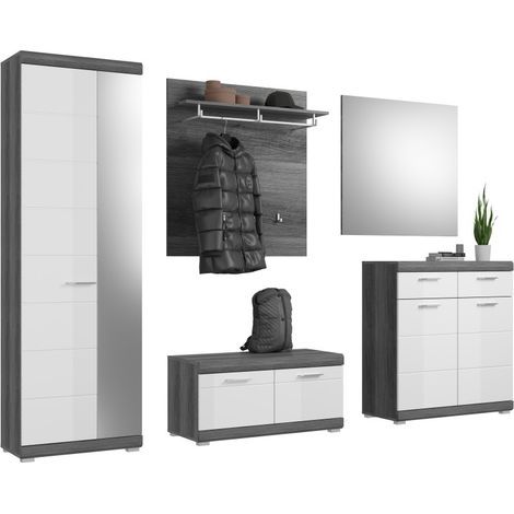 Set d'ingresso SCOTT – Mobili per la sistemazione con specchio e appendiabiti