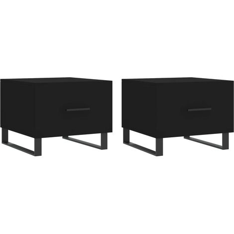 Lot de 2 tables d'appoint chevets avec tiroir 50 x 50 x 40 cm bois d'ingénierie noir et fer DEC040424