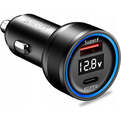 Cargador de coche USB A SUPERVOOC 67W (Oppo) y con USB C PD (30W), QC4.0, AFC (1/5)