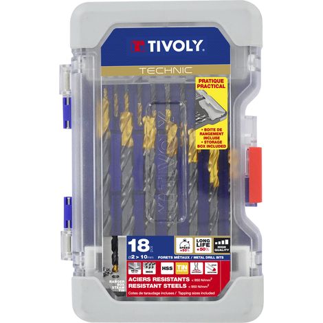 Tivoly • Ranger Caja de 18 brocas metálicas Technic HSS Steam Tin que contienen de ø2 a 10 mm (1/3)