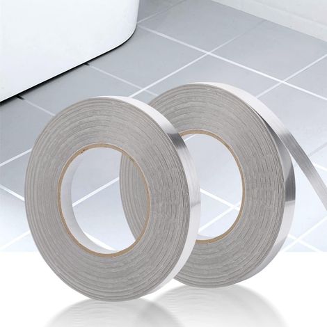 MINKUROW Cinta Adhesiva Decorativa Para Pelar Y Pegar, Cinta Impermeable Para Juntas, Para Pisos, Paredes, Techos, Puertas Y Ventanas, Decoración Del Hogar (2 x (1 Cm x 50 M), Plata) (1/5)