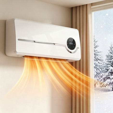 Radiateur céramique mural 1000/2000W, chauffage électrique à air pulsé, thermostat réglable, programmateur, dimensions 50x18,6x12,9cm, finition blanche (1/5)