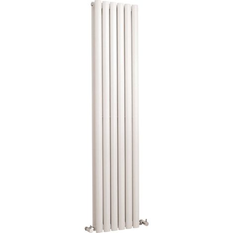 Milano Aruba 1500mm x 354mm Vertical Double Oval Panel Radiator - White (1/4)