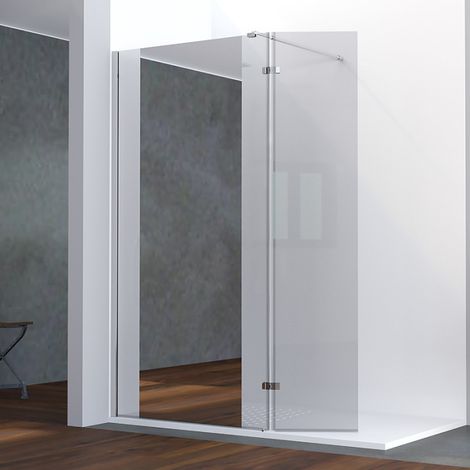 Cuisibane – Paroi de douche miroir 120 cm avec retour pivotant 40 cm – Verre trempé 8 mm anticalcaire – Barre de soutien inox incluse (1/7)