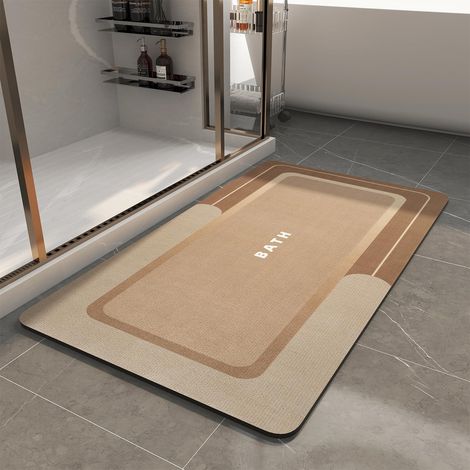 Tapis de Bain Diatomite Brun 60x120cm, 5.5mm Ultra-Absorbant, Antidérapant à Séchage Rapide, Idéal pour Salle de Bain (1/5)