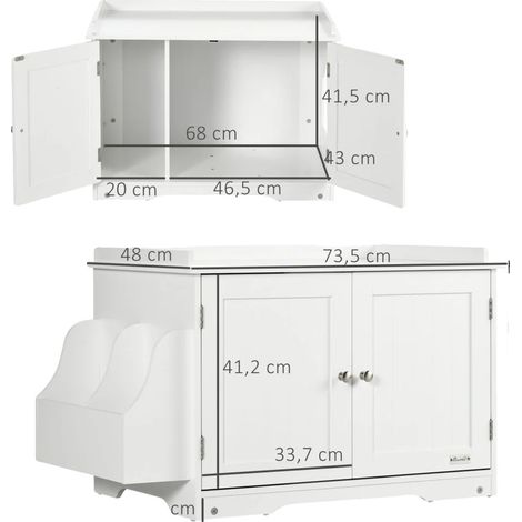 Armoire à Chats, Design Ajustable, Espace de Rangement Ample, BLANC (1/2)