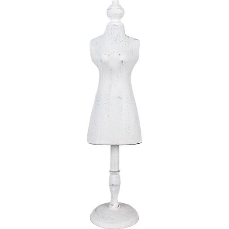Porte-bijoux Mannequin Présentoir à Bijoux en Bois Blanc pour Chambre et Salle de Bain 13x11x51 cm - PANGIVO (1/4)