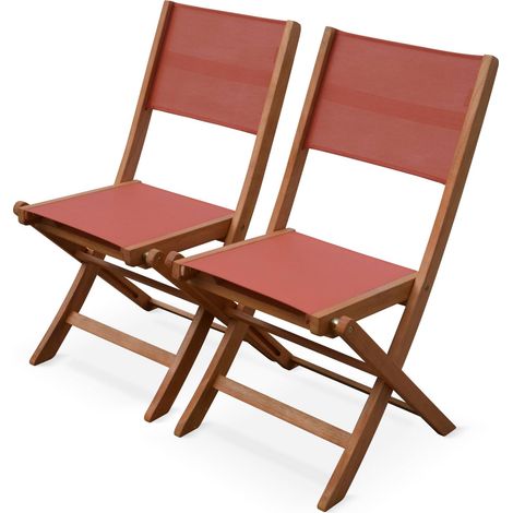 Pair of foldable wooden garden chairs Terracotta 50x58.7x89 cm - Almeria