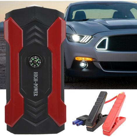 Démarreur de batterie externe multifonctionnel de 48 000 mAh avec indicateur de charge, sortie USB, lampe LED extérieure et boussole. Compatible avec les voitures et motos 12 V (batterie intégrée incl (1/5)