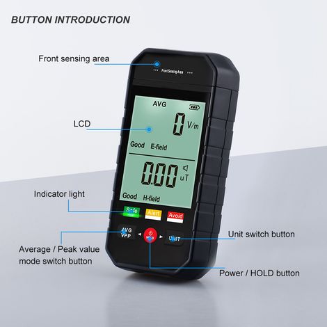 Détecteur de champs électromagnétiques portable ET925, écran LCD grand format avec indicateurs lumineux (1/5)