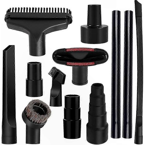 Lot de 12 accessoires universels pour aspirateur (1-1/4 po) : brosse, tube, embout, suceur plat, pour surfaces humides et sèches. (1/5)