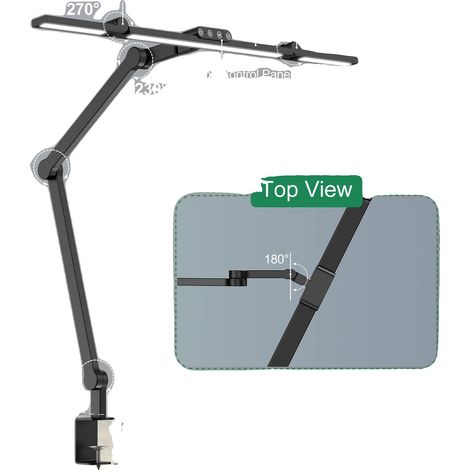 LED-Schreibtischlampe, 24W Leistung, 7 verstellbare Gelenke, schwarz, EU-Stecker (1/2)