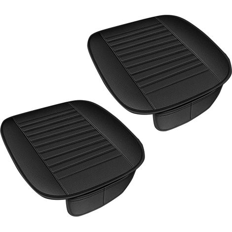 2 Pièces Coussin Voiture Siege 49x47cm, Housse Siege Voiture Respirant en Cuir & Coton, Protection Siege Voiture Avant Facile à Nettoyer, Coussin de Siège de Voiture pour Plupart Voitures (Noir) (1/5)