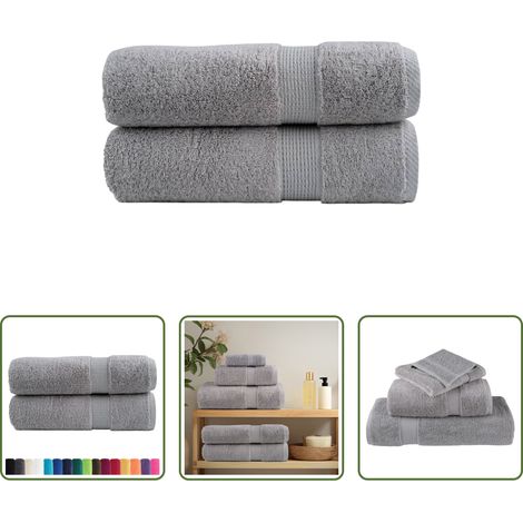 vidaXL Duschhandtuch - Premium Duschtücher SOLUND 2 Stk. Grau 70x140 cm 600 g/m² (1/5)