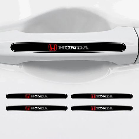(Poignée rouge 4 pièces) Film protecteur autocollant pour poignée de portière de voiture, compatible avec Honda Civic FIT, Accord, Prelude, CRV, 5th City, CRZ, CRX, Mugen, Jazz et Pilot. (1/4)