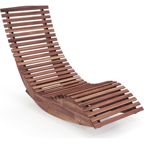Sedia dondolo legno acacia esterni seduta slanciata schienale alto Naturale (1/4)