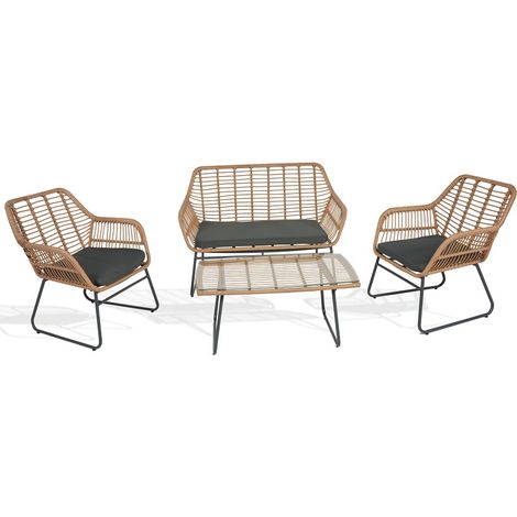 Salon de jardin bas en rotin 4 personnes Ravigarden Leda (1/5)