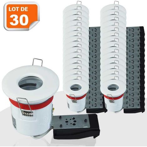 Lampesecoenergie – Lot de 30 supports de spot étanches IP65 87mm – Douille GU10 automatique – Fixation rapide par ressort – Conforme RT2012 (1/5)