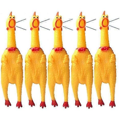 Poulet criard en caoutchouc jaune pour chien, jouet original et résistant, 40 cm. (1/4)