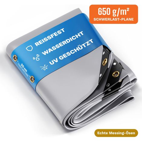 NEMAXX® Abdeckplane 650 g/m² 4x5 m (20 m²) Grau – reißfeste PVC-Gewebeplane, 100 % wasserdicht & UV-beständig, Messing-Ösen, verschweißter Saum – für LKW, Anhänger, Boot, Holz, Pool & Garten (1/5)