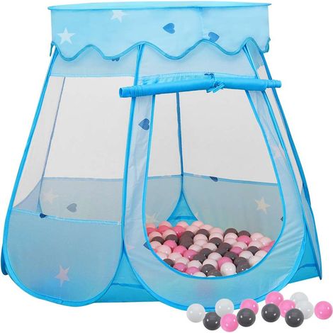 Tente de jeu pour enfants Tente à Balles Tunnel Activite avec 250 balles Bleu 102x102x82 cm 64113 (1/5)