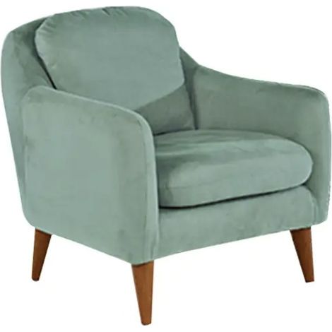 Fauteuil tissu vert clair et pieds bois naturel Shekal 71cm (1/5)
