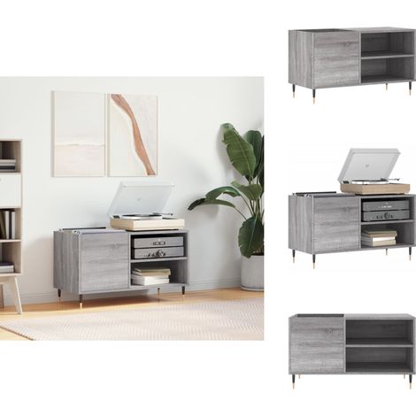 Plattenschrank Grau Sonoma 85x38x48 cm Holzwerkstoff - Plattenregal - Schallplattenregale - Vinyl Regal - Musik Regalschrank - Wohnzimmer Dekoration (1/5)