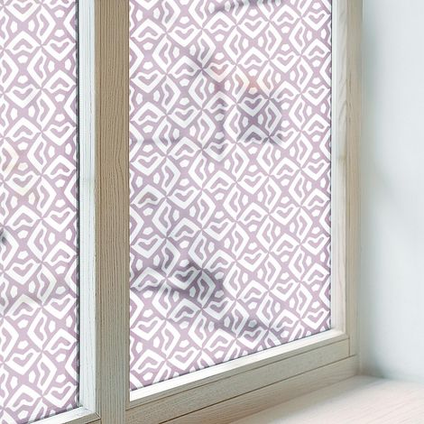 Sichtschutzfolie 100x100 cm Sichtschutz Fenster Selbstklebend PVC Milchglas Dekorativ Dekorfolie Blickdicht Folie für Schlafzimmer Lila Formen