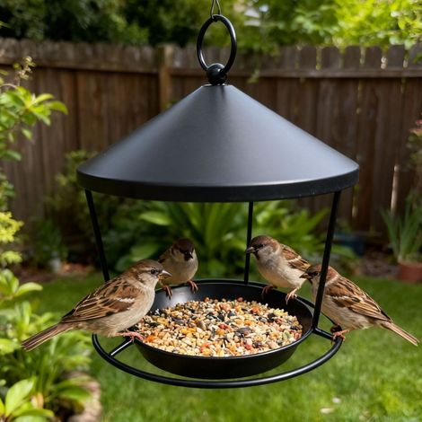 Comedero colgante para pájaros para balcón, comedero colgante para pájaros de exterior (con cadena y gancho), comedero para pájaros de jardín (1/5)