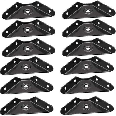 Équerres d'angle en acier, équerres trapézoïdales, fixations pour équerres de renfort d'angle (12 pièces, noir) (1/5)