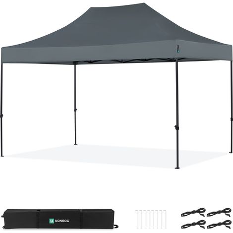 VONROC Tente de réception 3x4,5 m grise pliante easy up Oxford 420D PVC PT502XX (1/3)