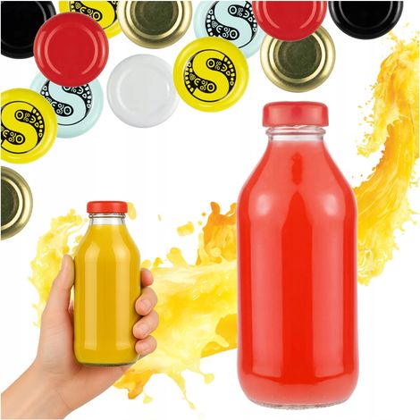 Botella para zumo, jugo, jarabe, zumos, botellas para conservas 330 ml + TAPA fi 33 (1/5)