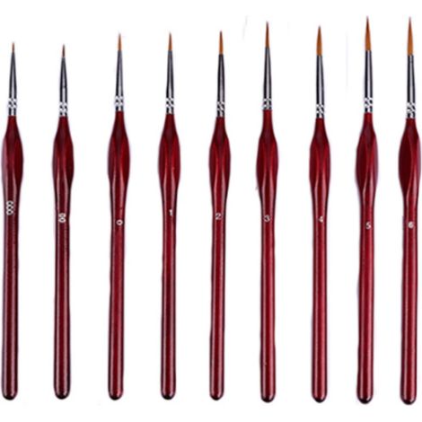 Brushes Peinture - 9 Pièces - Poils Nylon - Manches Triangulaires en Bois - Pour Aquarelle Huile Acrylique Gouache - Enfants Adultes (1/5)