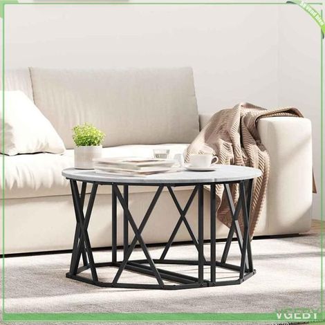 Table basse - ABI - Gris sonoma - Bois d'ingénierie et acier - 80 x 80 x 42 cm (1/5)