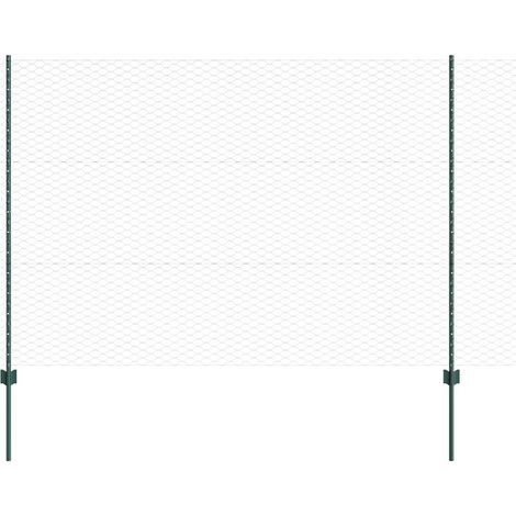 Clôture avec poteau Vert 1,5 x 25 m Acier (1/5)
