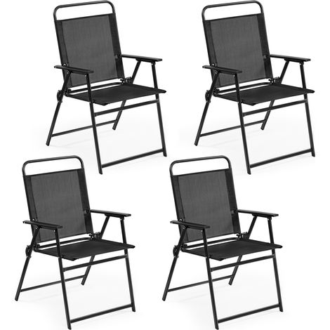 Homevive Conjunto de 4 Sillas Plegables 67 x 57,5 x 94cm Sillas para Exteriores con Estructura de Metal Resistente para Exterior Terraza Jardín Balcón o Patio Carga 100kg Negro
