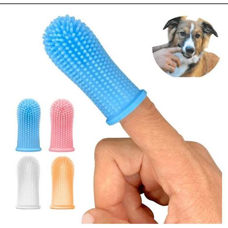 brosse Dents Pour Chien 8 Pices 4 Couleurs Brosse Dents Pour Animaux Brosse Dents En Silicone 360 Pour Chiens Et Chats Doigt Pour Le Nettoyage (1/5)