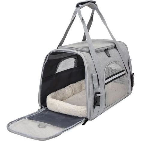 Sac de transport Pour Animal Chien Chat - Tissu Oxford - 43x25x28cm - pour Animaux de Petite et Moyenne Taille Jusqu\'à 8kg - Gris (1/4)