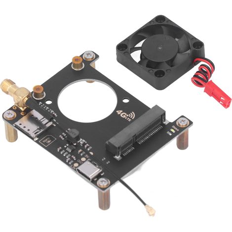 LTE 4G 3G HAT-Modul mit Lüfter für Raspberry Pi 4B 3B, Datenübertragungs-Erweiterungsplatine, integrierte Kühlung, GPIO-kompatibel, mobiles Breitband. (1/5)