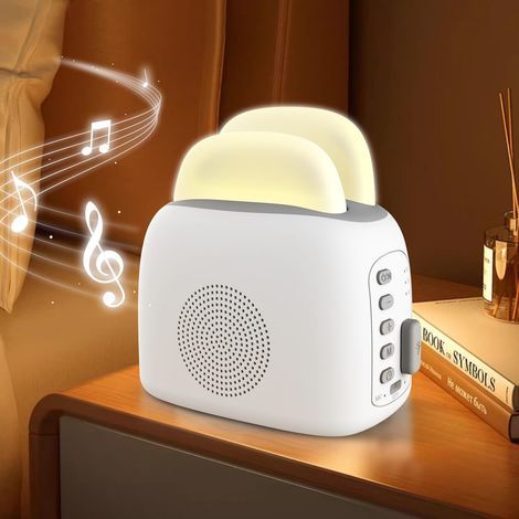 Veilleuse Bruit Blanc, 3-in-1 Lampe de Chevet Bébé Veilleuse Machine à Sons avec Haut-parleur Bluetooth, Minuterie, White Noise Night Light pour Bébé, Enfants, Adulte, Noël Cadeau, Chambre (1/5)